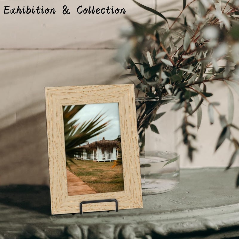 Decolore 4 Pack 4 Inch Black Metal Display Stands Square Plate Holder Display Stand Frame Stand for Picture, Decorative Plate, Photo Easel and Artistic Work - Image 3